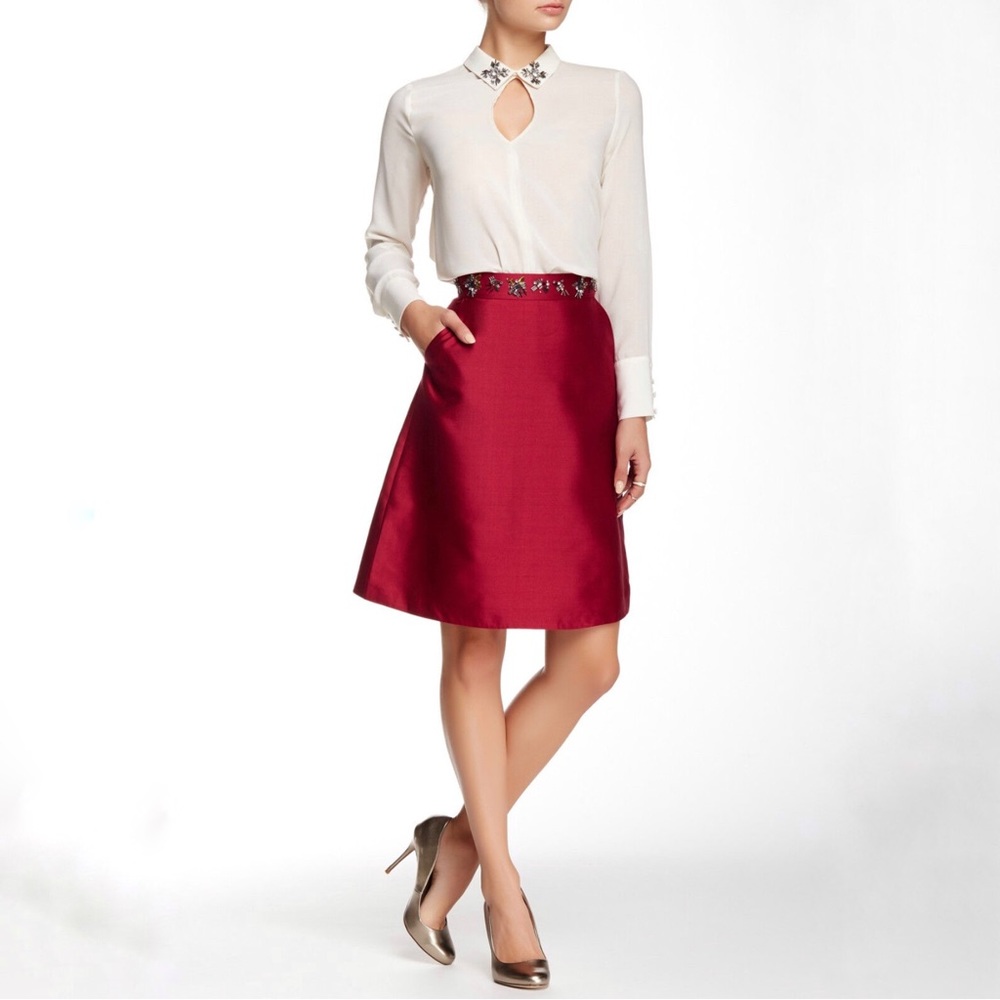 L.K. Bennett Silk Wool mulberry beaded skirt 2